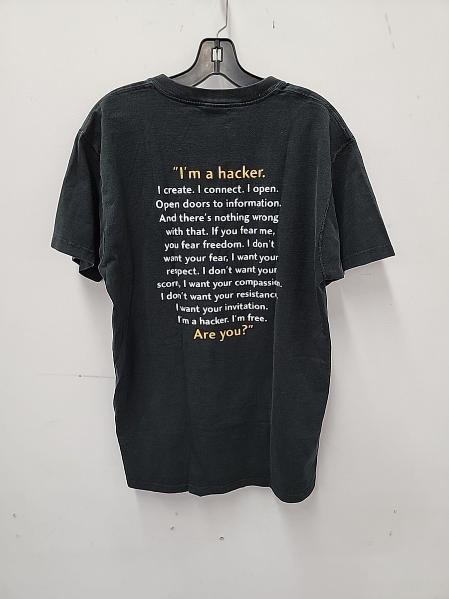 Vintage 90s HACKER Covalent Technology Tech Shirt L Short Sleeve
