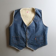 Vintage Levis Orange Tab Sherpa Fleece Trucker Jean Denim Vest Sz XL
