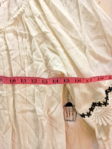 Kori America White Bell Sleeve Crinkle Gauze Mini Swing Blouse Womens Size M - Picture 8 of 10