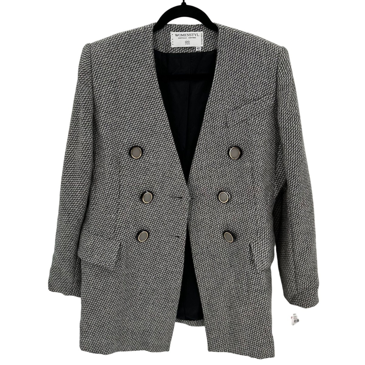NWT Womenstyl Nouvelle Couture Silver Gray Wool/Alpaca Tweed Paris 
