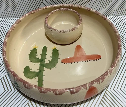 Southwest Style Terracotta Chip & Dip Bowl-Himark, From Portugal Vintage Fiesta