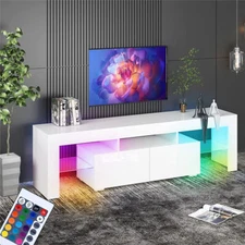 High Gloss TV Stand LED Media Console Cabinet Entertainment Center for 70"TVs