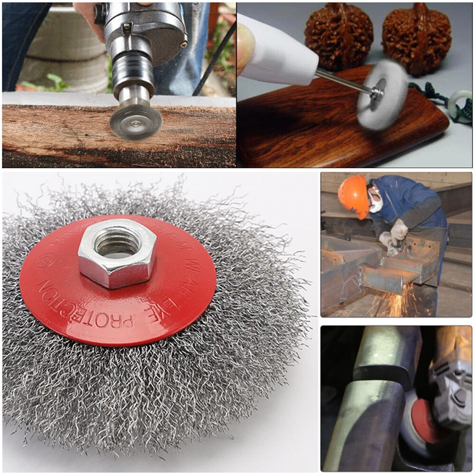 3X DRAHTBÜRSTE GEWELLT M14 Ø115 MM METALL KEGELBÜRSTE FÜR FLEX &WINKELSCHLEIFER - Bild 2 von 4