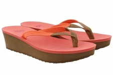 NEW IN BOX WOMENS SIZE 11 CORAL REEF UGG RUBY 2" WEDGE LEATHER SANDALS FLIP FLOP