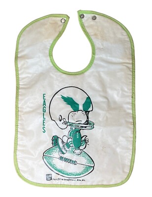 Vintage Circa 1969 1973 Philadelphia Eagles Child's Bib w Green Wing  Helmet