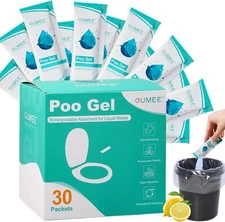 OUMEE 30 PACK Poo Gel for Portable Toilet, Camping Toilet Powder for Potty Bags,