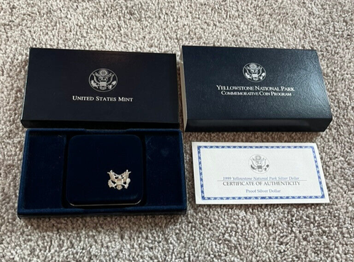 1999 Yellowstone Proof Silber Dollar Gedenkmünze - OGP/COA