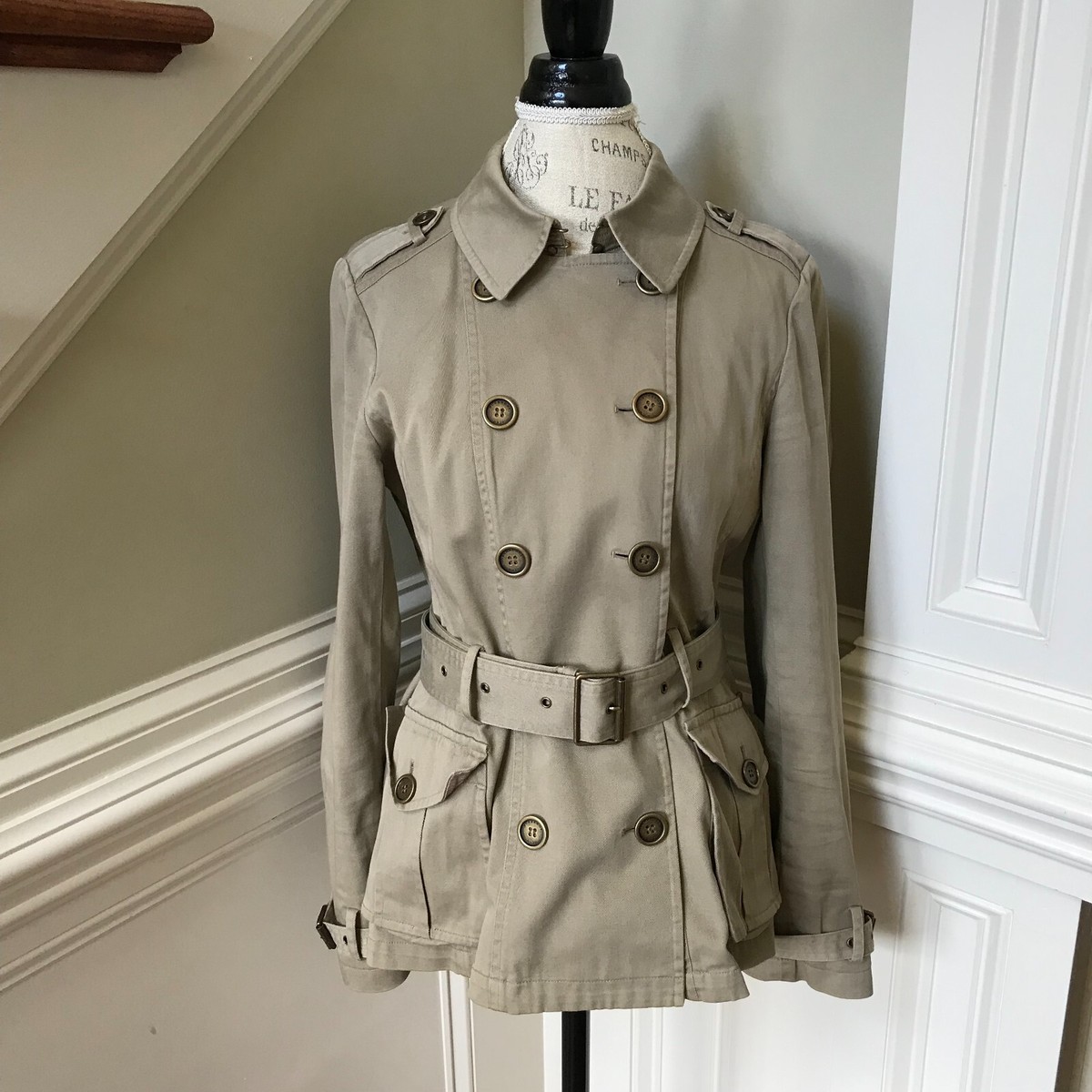 トレンチコート BURBERRY Women Trench Coats 8095300C1213 Green Burberry notched-lapel Cotton Trench Coat | Green | FARFETCH
