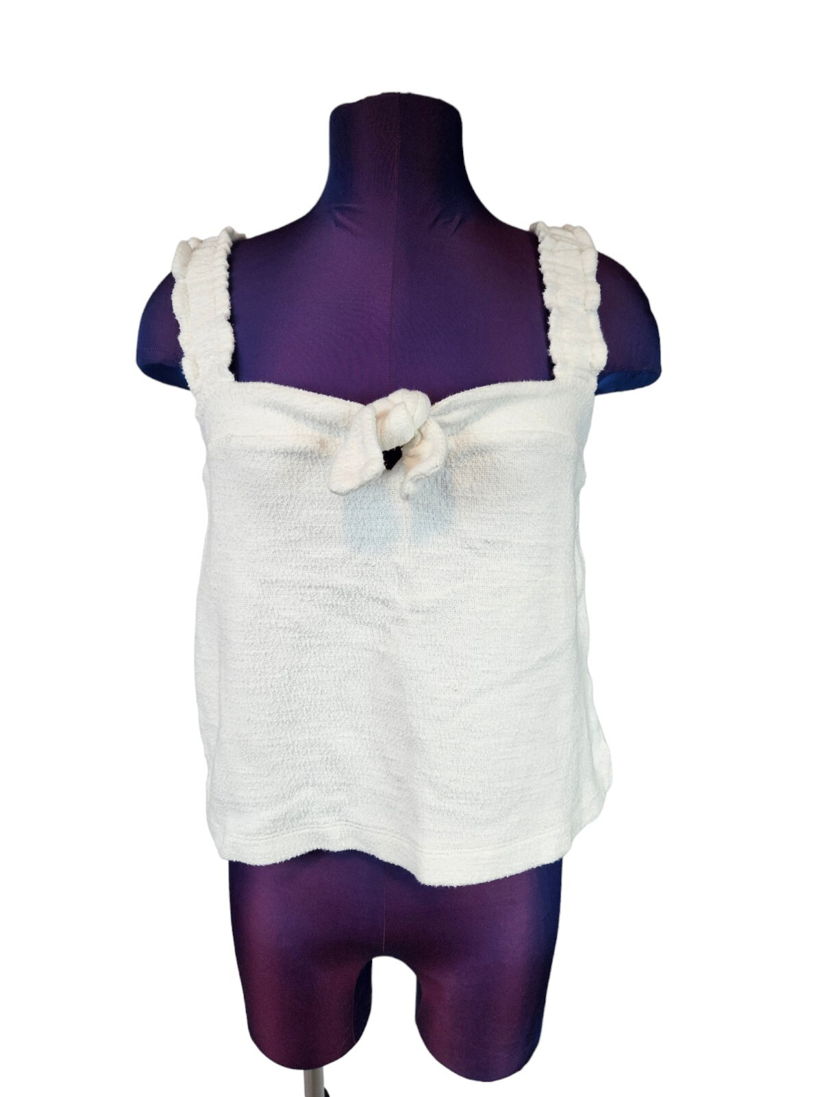 Madewell White Terrycloth Tie-Front Sleeveless Tank Top Women's Medium B56