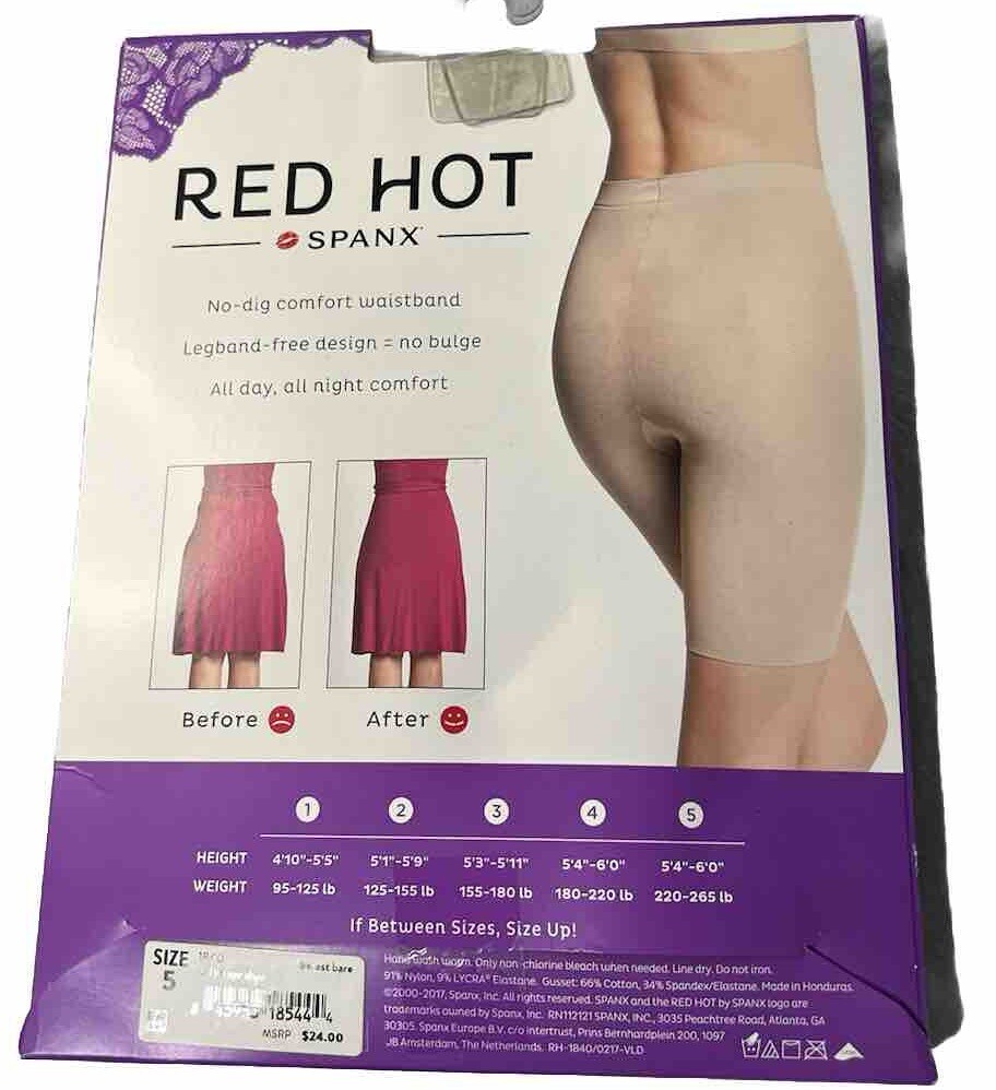 エクセレント Red Hot Spanx Size 5 Mid-Thigh Shaping Short, Barest Bare New | eBay
