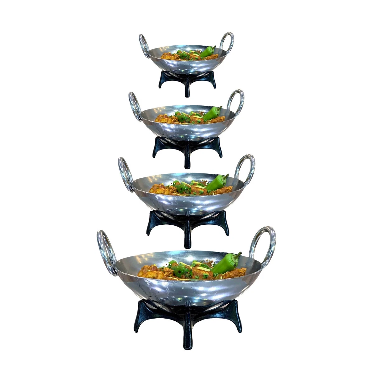 Okllen 6er Pack Edelstahl Schüssel Set, 445 Ml Rutschfeste Snack