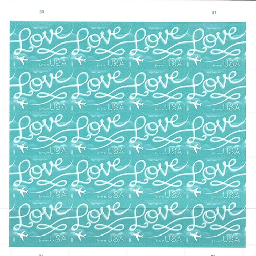 US Airplane Skywriting Love Pane of 20 Forever Stamps NEW