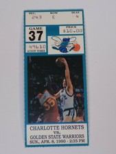 Charlotte Hornets Golden State Warriors Ticket Stub E4 4-8-90 Chris Mullin Reid
