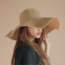US Ship Women Summer Large Floppy Folding Wide Brim Cap Sun Straw Beach Hat Gift