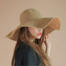US Ship Women Summer Large Floppy Folding Wide Brim Cap Sun Straw Beach Hat Gift