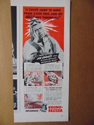 1940 BROMO-SELTZER Parachute Guy Has A Headache vintage art print ad