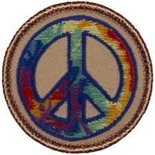 Tie-Dye Peace Sign Patrol Patch - 2" Round Embroidered Patch