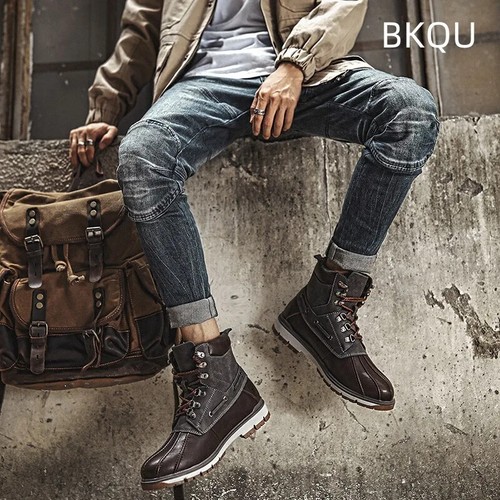 Men's Large Size Boots for Men Non-slip Platform High Top Comfortable Outdoor - Picture 18 of 27