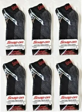 6 PAIRS Men's BLACK Snap-On Ankle Socks LARGE *FREE SHIPPING* MADE IN USA *NEW*