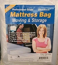 King/Cal King Ultrablock Mattress Bags for Moving or Storage 6 Mil Plastic Cover