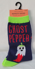 NWT Halloween Socks -Crew Socks Size 4 - 10 - Ghost Pepper - Navy and Green