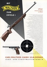 Waffenfabrik Walther in Ulm XL Reklame 1956 Sportwaffe Jagdwaffe Gewehr Pistole