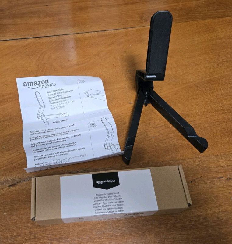 Tablet Holder Portable Stand - Black -- Amazon Basics W/box & Manual