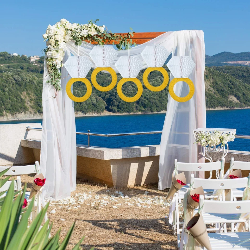 WILLBOND 6 Piezas Anillo de Compromiso Panal Colgante Decoraciones Ducha Nupcial... Foto 3 de 4