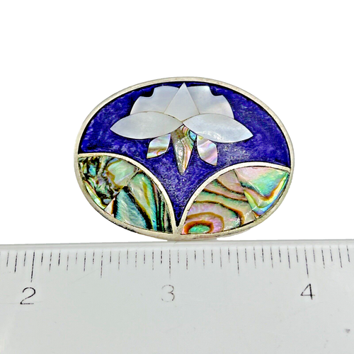 Broche Vintage Feuille En Alpaga & Nacre – Provenance MEXICO – Pièce Unique Et Charmante