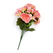 Factory Direct Craft Colorful Pink Poly Silk Rose and Lily Mixed Floral Bus