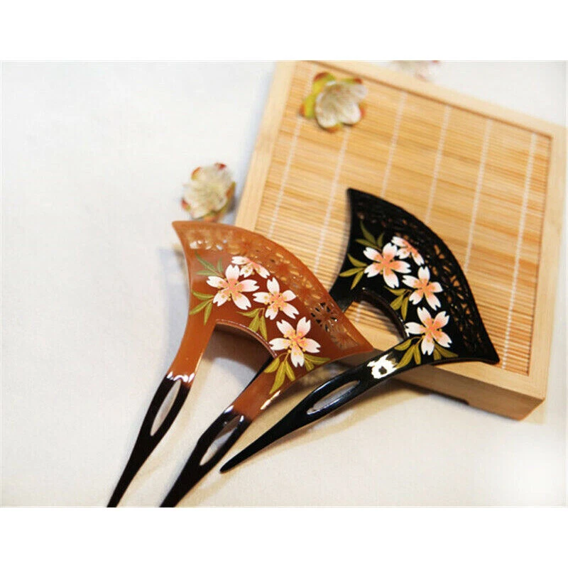 Pente de prendedor de cabelo acrílico Sakura oco Kanzashi japonês para quimono gueixa presente - Imagem 3 de 4