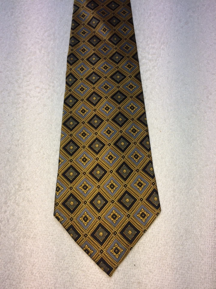 CORBATA HOMBRE HOY 3,75 X 58 DORADA CON NEGRO Y AZUL PIZARRA NUEVA SIN ETIQUETAS Foto 2 de 4