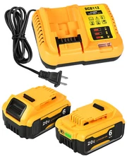 2Pack 20V 6.0AH Battery or DCB112 Charger For DeWalt Lithium DCB200 DCB206 US