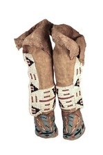 Cheyenne High Top Beaded Moccasins Late 19th Century  9" L x 18" H x 4.125" D
