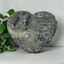 Shepherd Dog Memorial Ceramic Heart Stone Plaque Paw Print Quote For Garden