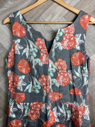 Laura Ashley Archive Grey/Pink Floral Sleeveless Dress Size UK 12 Linen - Picture 2 of 20