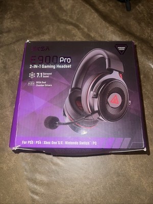 EKSA E900 Pro 7.1 Surround Sound Gaming Headset Black Red USB 3.5mm