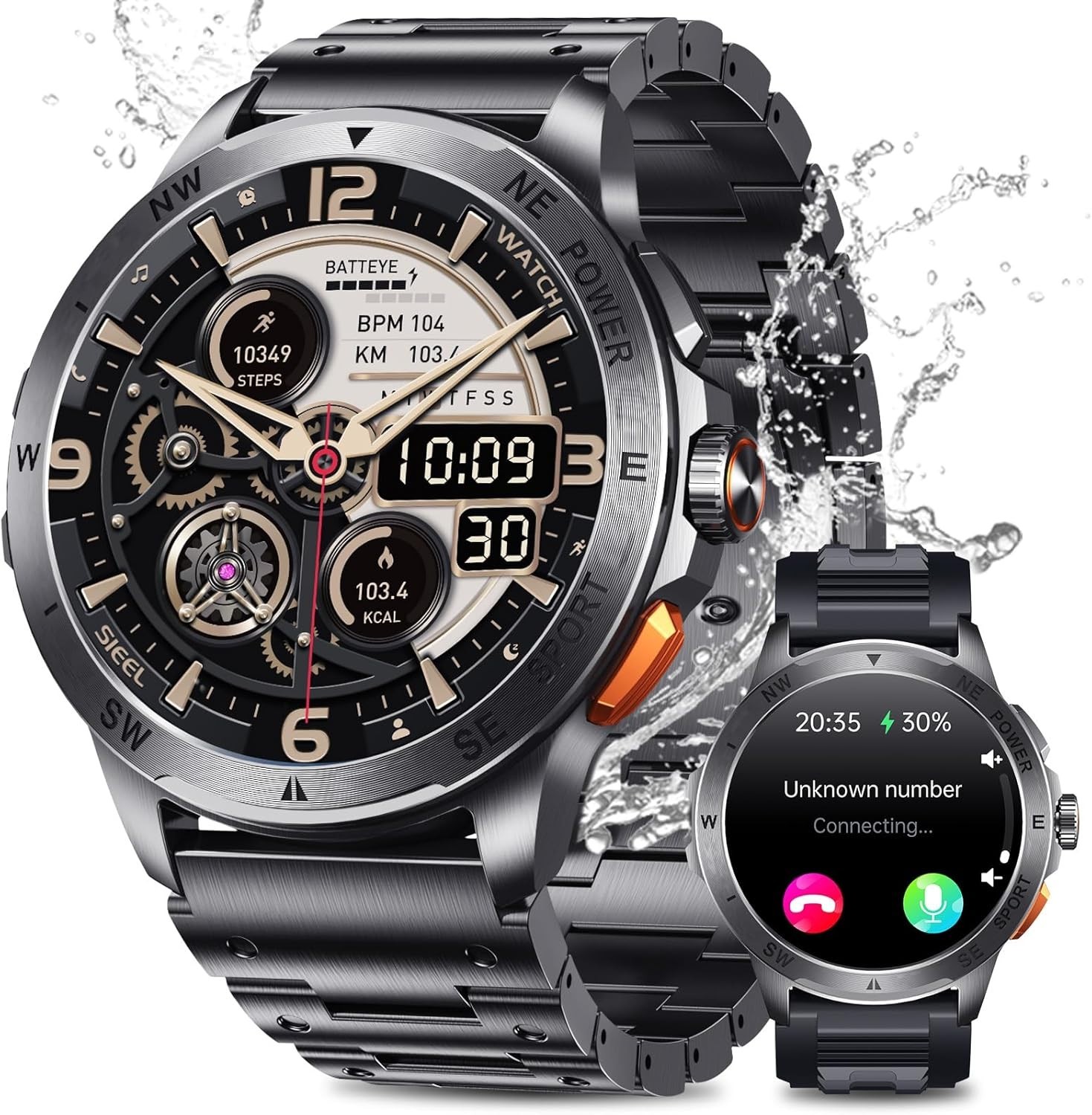 Montre connectée homme écran AMOLED avec suivi complet HRV et capteur ET