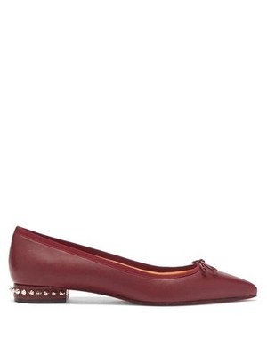 Christian Louboutin HALL Spike Studded Nappa Leather Flat Ballerina Pumps $645
