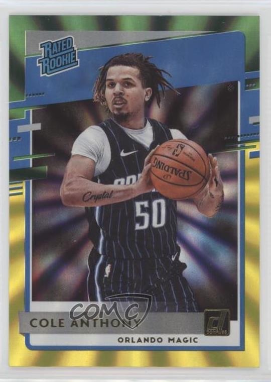 2020 Donruss Rated Rookies Green & Yellow Laser Cole Anthony #208 Rookie RC 0d3