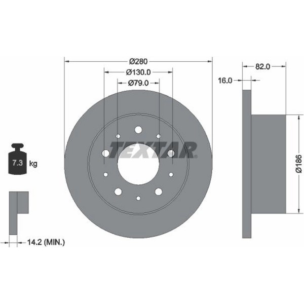 2X Textar 92116203 Bremsscheibe FüR Fiat Peugeot Citroen Opel Ducato Boxer 250-image
