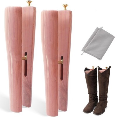 14 Inch Cedar Boot Tree Shaft Shaper for Tall Boots, Adjustable Boot Stretche...