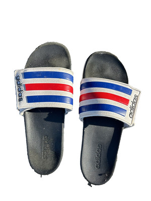 vintage Adidas  Adilette Comfort Adjustable Slide 'white Royal Scarlet' size 13