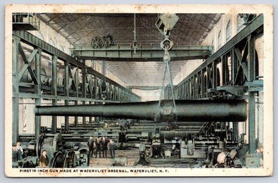 Troy Antique New York Postcard WATERVLIET First 16 Inch Gun Arsenal 1918