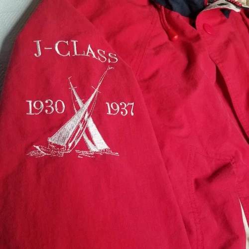 Vintage 90s Men's Nautica Challenge Jacket J Class Red Full Zip Large Spellout  image 4