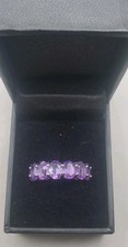 NIB 925 Sterling AMETHYST Gemstone TESTED Eternity Band Ring SIZE 7