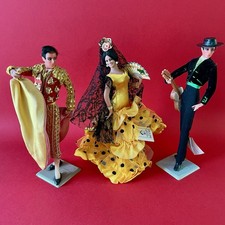 3 petites poupées espagnoles vintage Marin Chiclana Andalousie flamenco matador