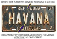 Havana Cuba Weathered 1957 Pre-Revolution Brand New License Plate