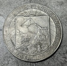 1925 F.C. Central Argentina New Rosario Railway Station Cornerstone Medal Lubary