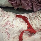 Victorias Secret Red Bow Sequin Pajama Pants White Cotton Lounge Bottoms Med — photo 7